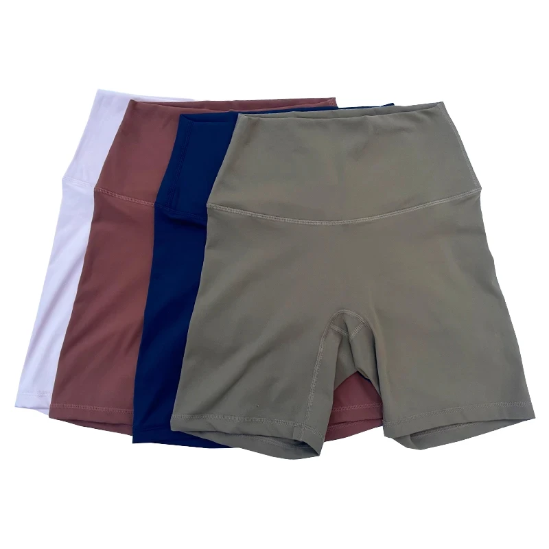 Custom Logo Women's Yoga Gym Shorts Para Mujer Wider Waist Solid Breathable Running Biker Shorts Tights Ropa Deportiva Mujer