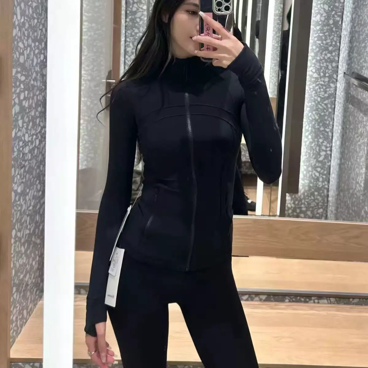 Ladies' Long Sleeve Striped Workout Suit Slim Elastic Yoga Top & Quick-Drying Running Pants 2Piece Set