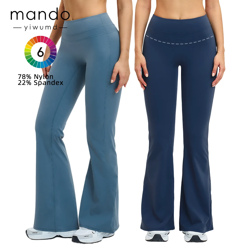 Women's New Colors Flare Leggings 78% Nylon 22% Spandex High Waist Flare Yoga Pants Buttery-Soft 4-Way Stretch Activewear
