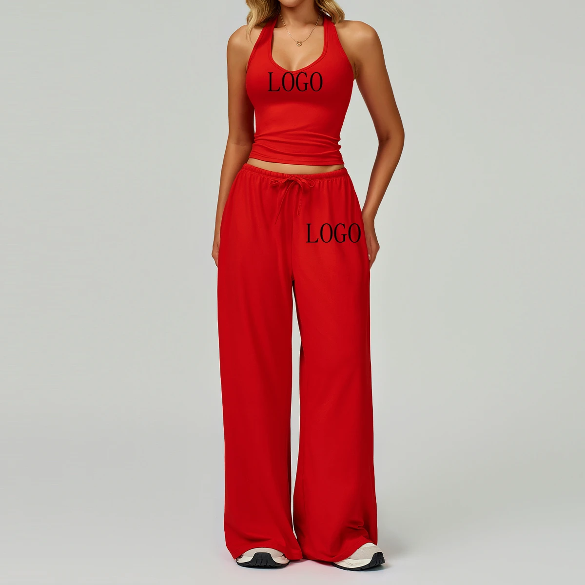 Yoga Set Sports Vest Pants Women's Quick Drying Loose Sling Leisure Fitness Gym Clothing Running Wholesale Customized Logo