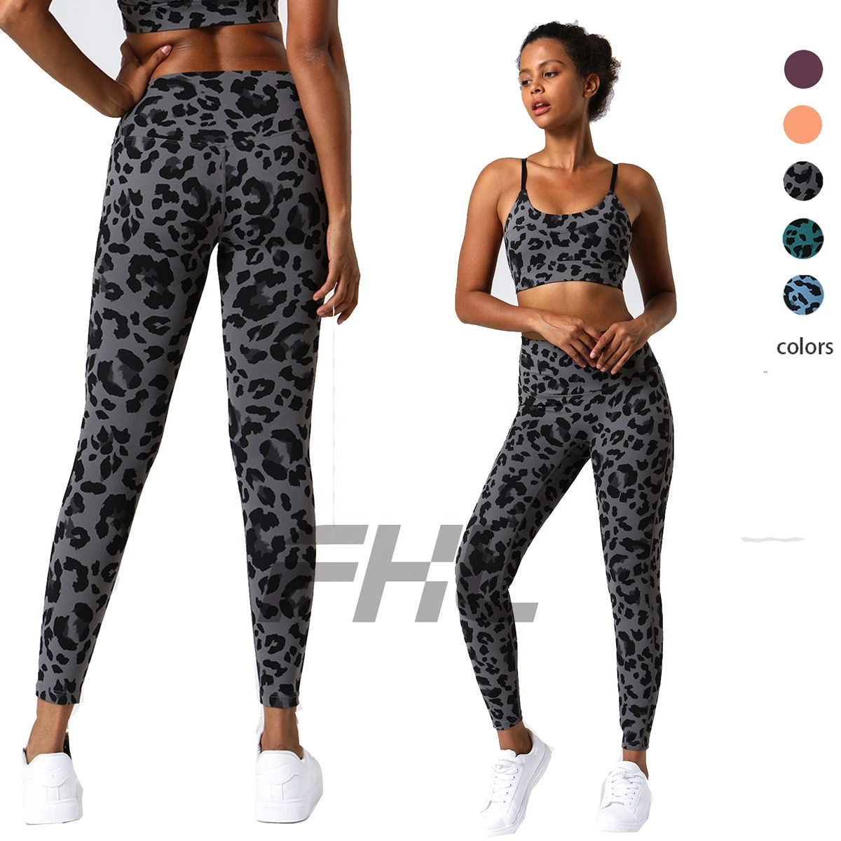 Custom Logo Women Sport Clothes Ladies Gym Fitness Active Wear High Waisted Pants 2 Piece Set Yoga Set