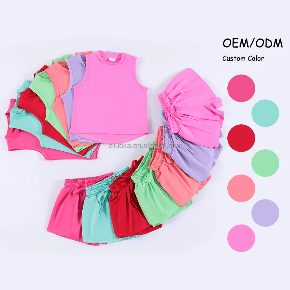 High Quality Girls Active Wear Summer Athletic Set Sleeveless Style Custom Logo And Color