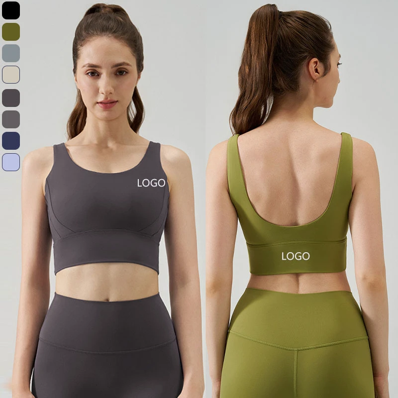 XW-WX1518 Brand New Fitness Backless Sportswear Workout Round Neck High Strength Breathable Yoga Gym Push up Yoga Bra