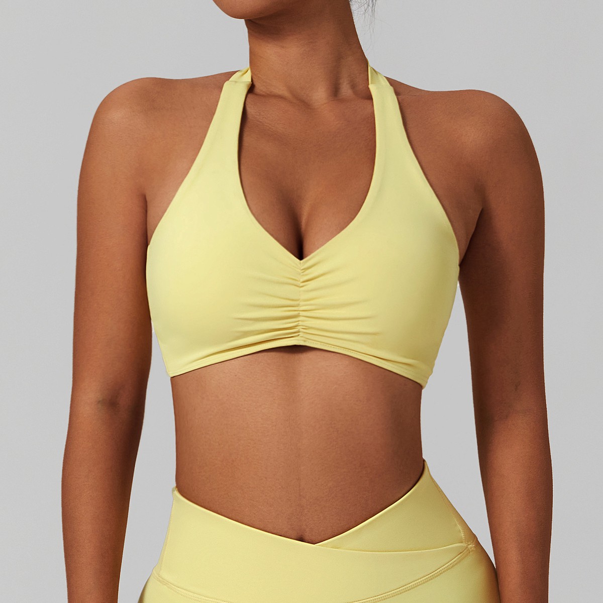Women's Lightweight Reversible High Support Sports Bra Custom Fitness Activewear Seamless U-Neck Halter Strap Breathable Print