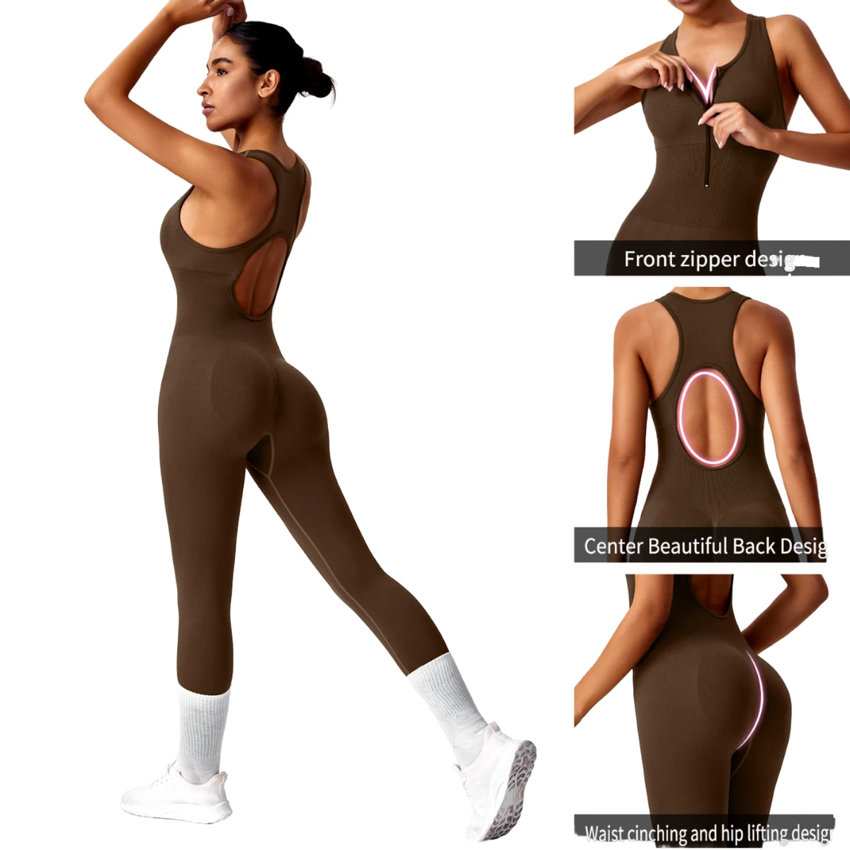 YUCAI 2026 New Women's Yoga Jumpsuit Crisscross Straps Crew Neck Quick Dry Spandex/Nylon Digital Print Fitness Gym Wear Sports
