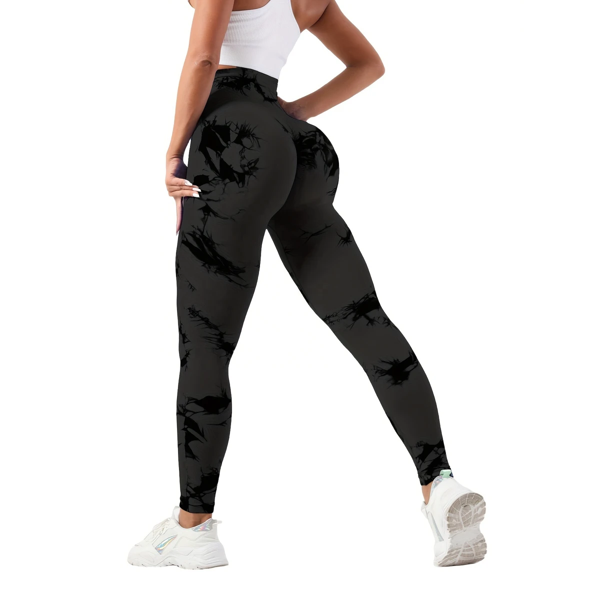 Women's High Waist Full-Length Yoga Pants Soft Tummy Control Thick Fabric Pink Spandex/Nylon Fitness Leggings for Women