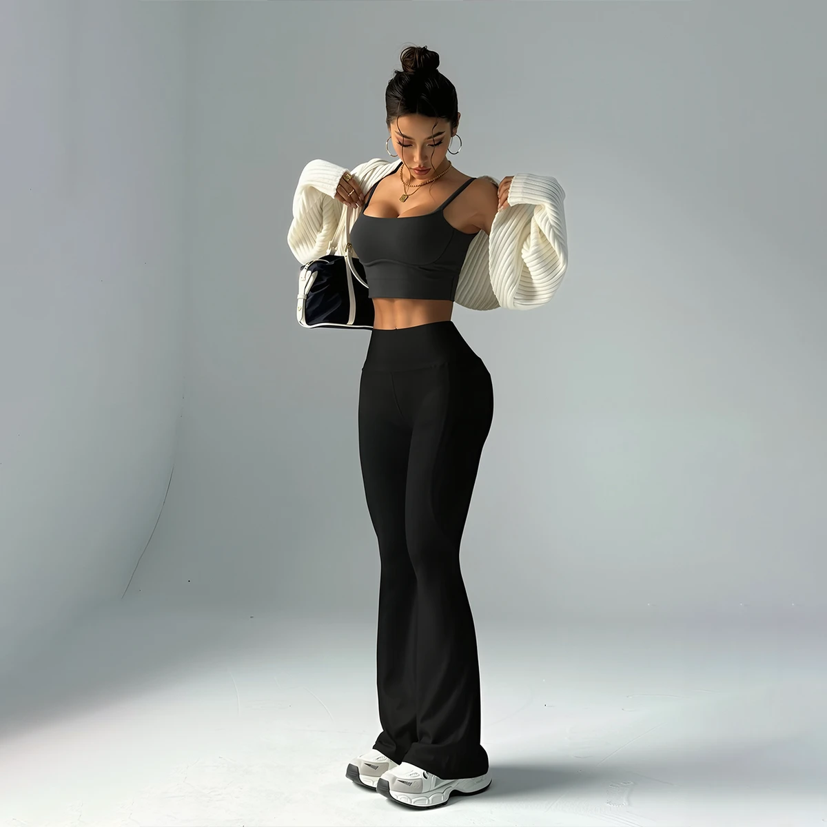 High Waist Scrunch Butt Flare Yoga Pants for Women Full Length Tummy Control Butt Lifting Squat Proof in Stock Wholesale