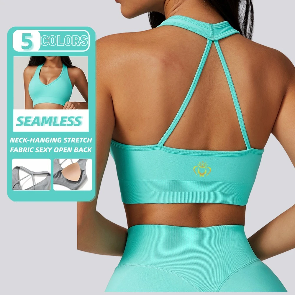Quality Brushed Fabric Yoga Cross Straps Fitness Running Underwear Quick Dry Gym Clothing Women Custom Logo Sports Bra