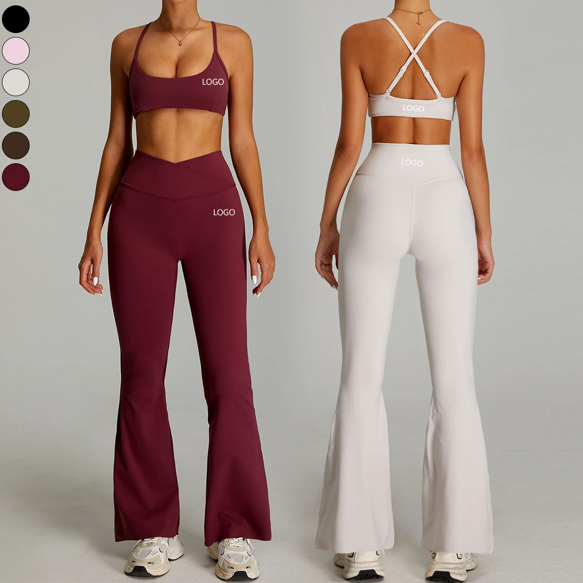 XW-TM0254Y-2 Hot Sale High Quality Adjustable Strap Bra High Waist Breathable Fitness Pants Wholesale Yoga Gym 2 Piece Set