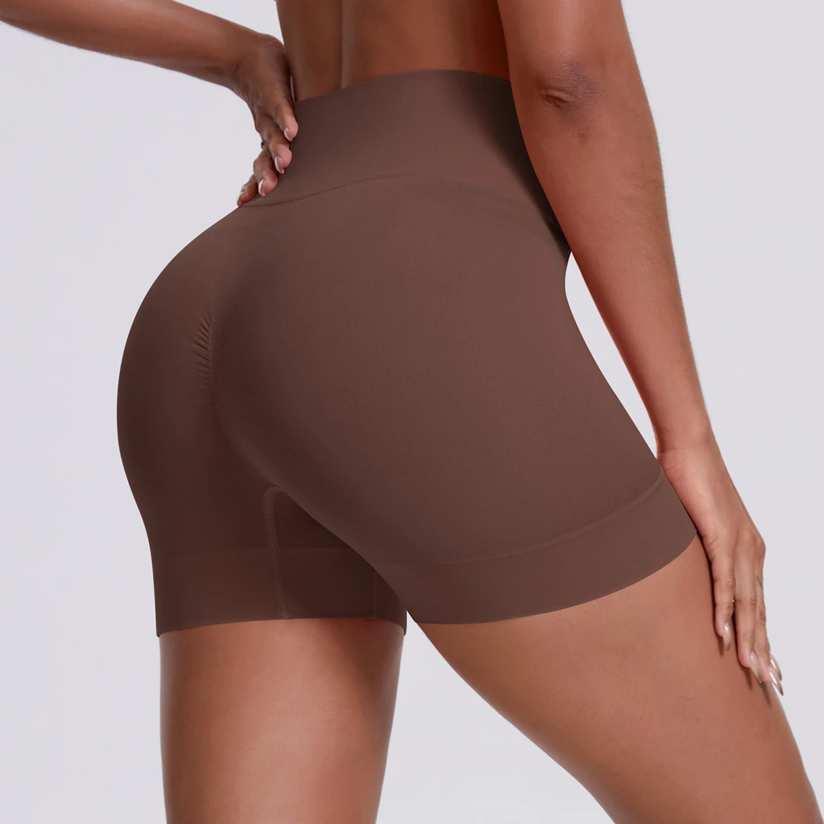 Women's High Waist Elastic Waist Breathable Hip Yoga Pants Seamless Spandex/Nylon Three-Point Yoga Shorts Running Fitness Solid