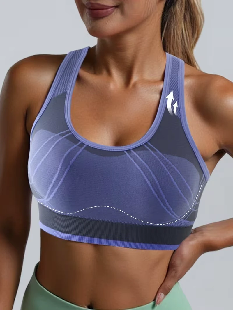 Women's Seamless Cross Back Sports Bra | Crisscross Strap Workout Crop Top | Nylon Spandex Padded Gym Fitness Activewear