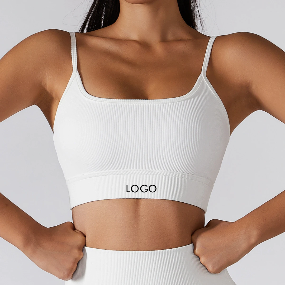 Custom Logo Summer Woman's Eco-Friendly Breathable Seamless Nude Nylon Tank Tops for Fitness Sports Yoga & Gym Bra