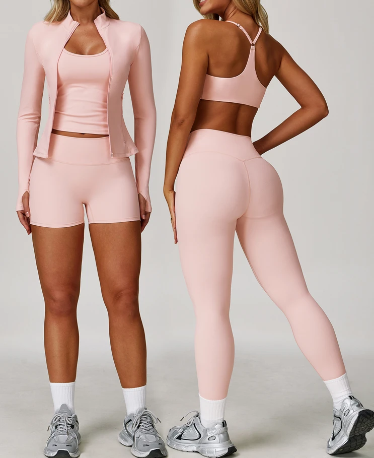 Custom 5 Piece Yoga Set Slim Fit Quick Dry Workout Clothes for Fitness Running Outdoor Sports