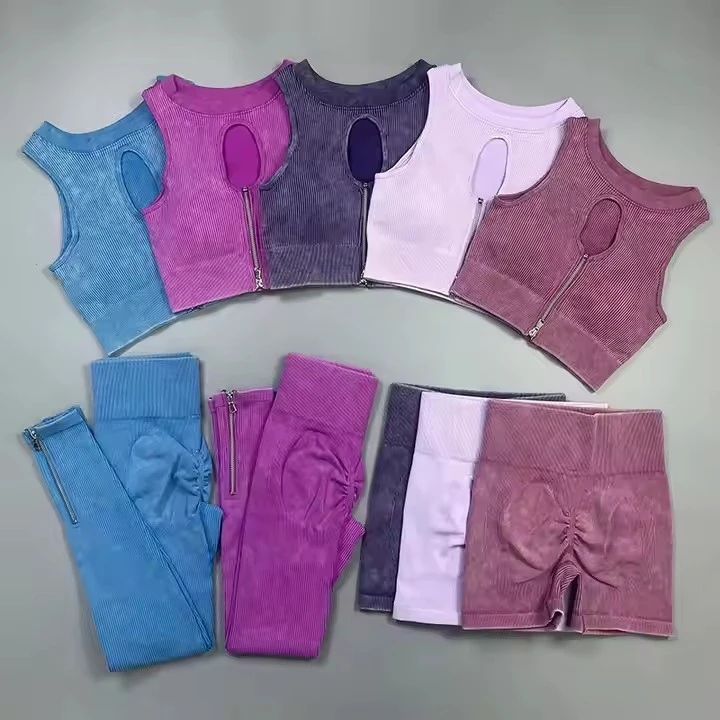 High Quality Gym Wear Sets Women's Sports Bra Top Ribbed Yoga Set Seamless Workout Gym Fitness Sets