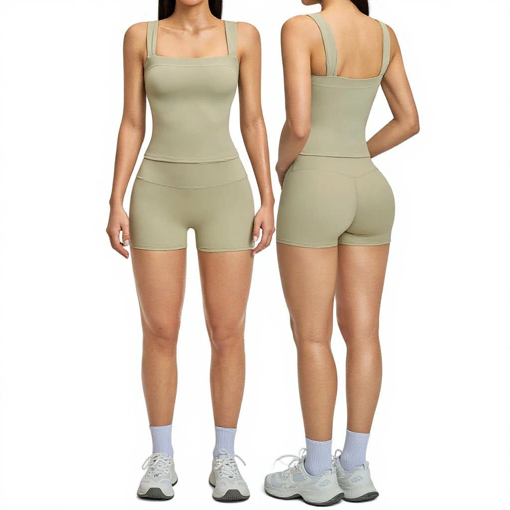 High Waist Quick Dry Lightweight Breathable Spandex/Nylon Yoga Suit 2-Piece Set for Sports Fitness Model 4520
