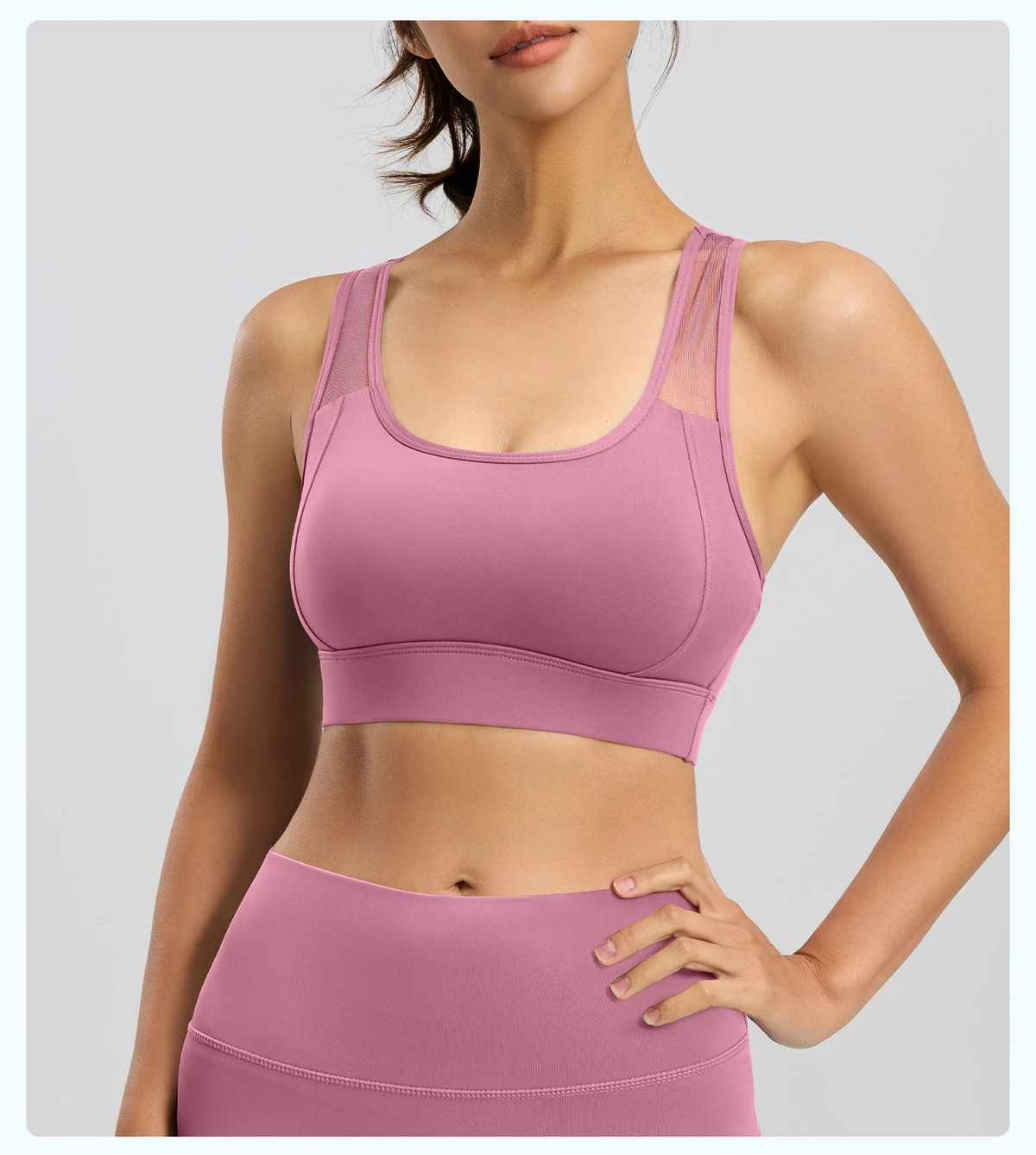 Custom Logo Breathable Mesh Sports Bra Sexy Hollow Out Back Yoga Top Wholesale High Support Fitness Activewear
