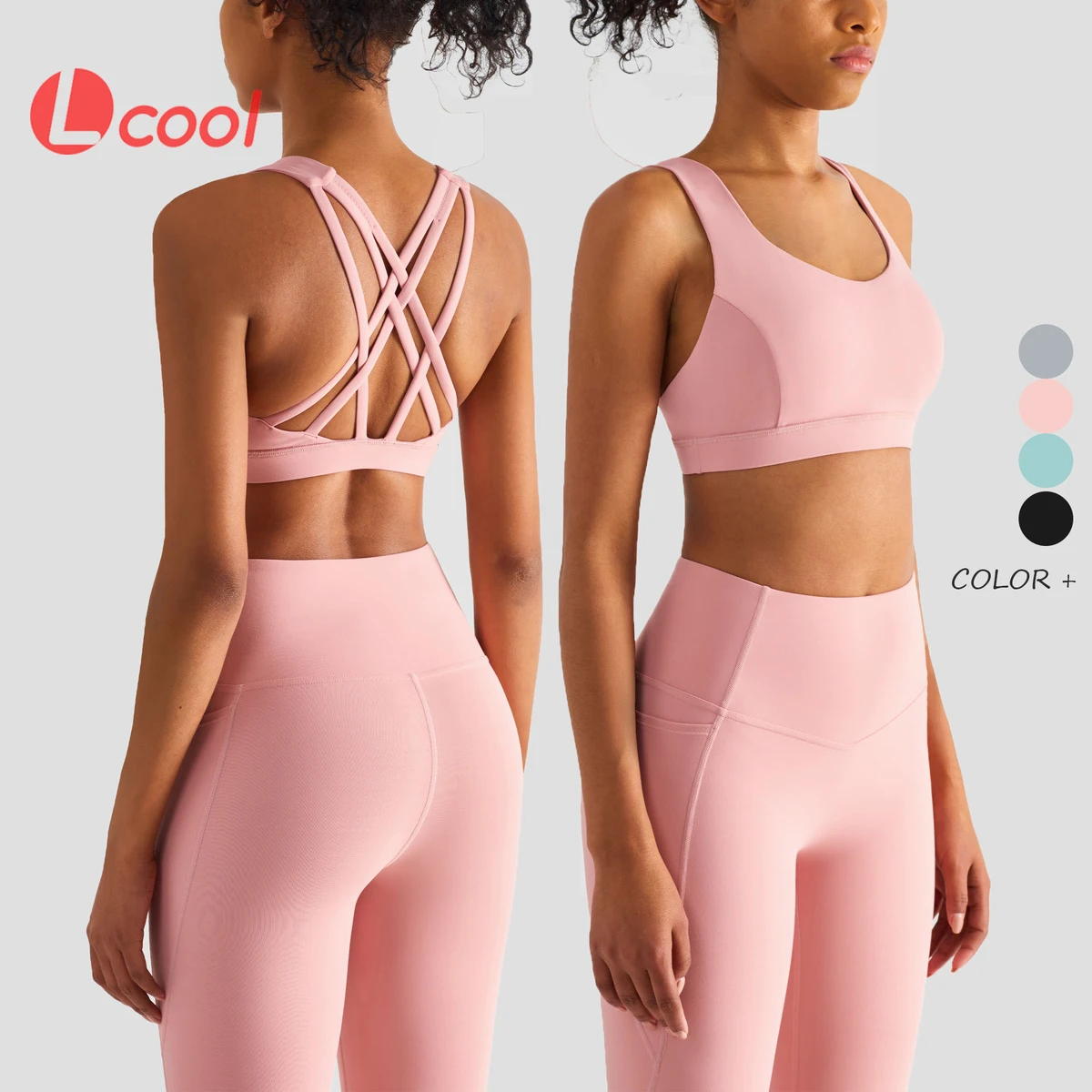 Lcool High Quality Cross Strap Back LuLu Sports Bra Fitness Workout Clothes Sweat Wicking High Impact Sports Bra Plus Size