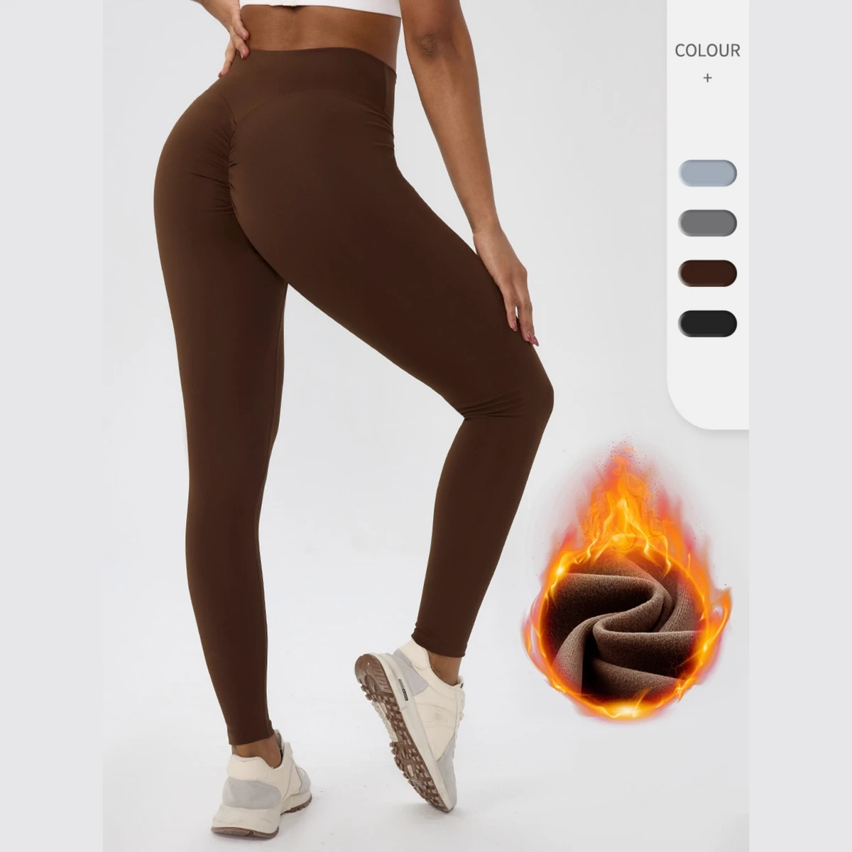 OEM Women Fleece Lined Yoga Leggings High Waist Butt Lifting Polyester Spandex Warm Winter Workout Running Pants for Women