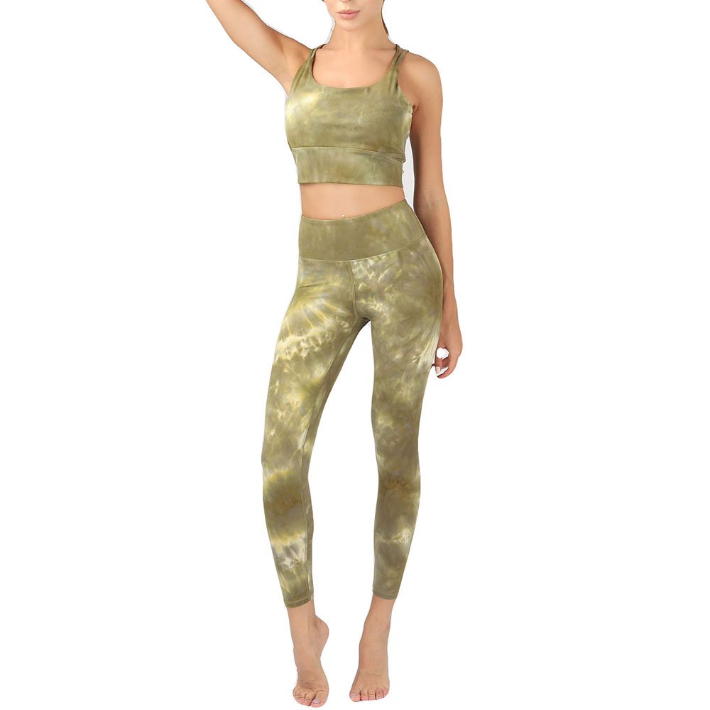 Women Yoga Set Solid Front Logo 2 Piece Eco-Friendly Elastic Waist Quick Dry Breathable Activewear Daily Workout Sleeveless Full