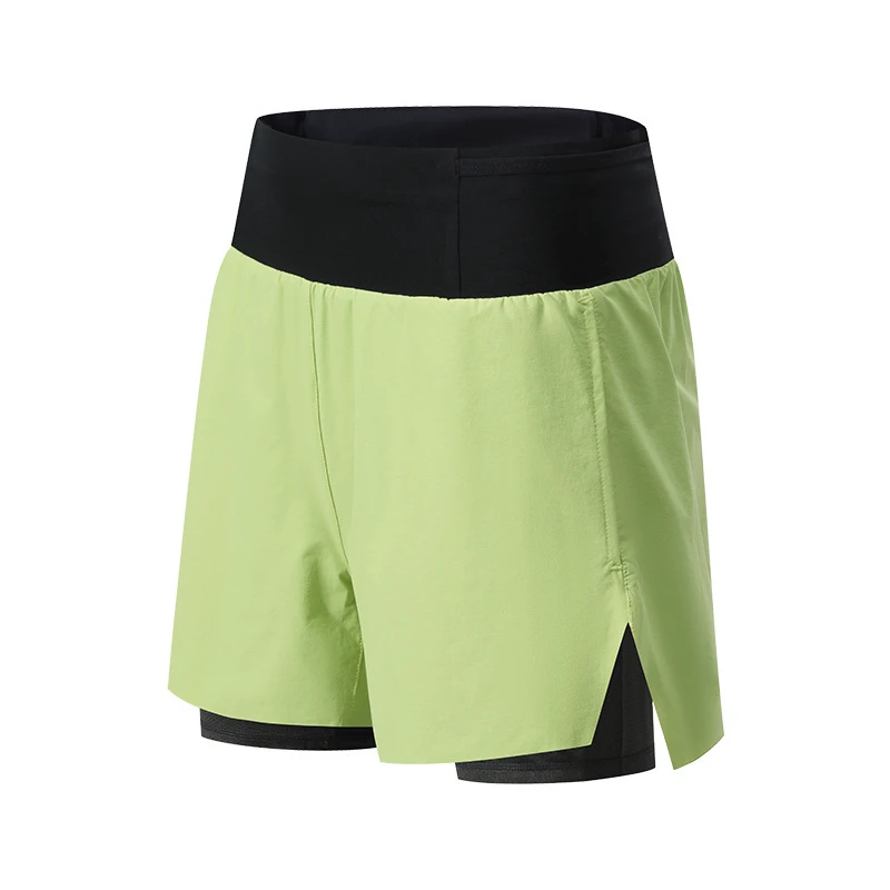 Women's High-Waist Marathon Sports Shorts Back Pockets XL Yoga Pants Fake Two-Piece Lining Running Sports Anti-Exposure Shorts