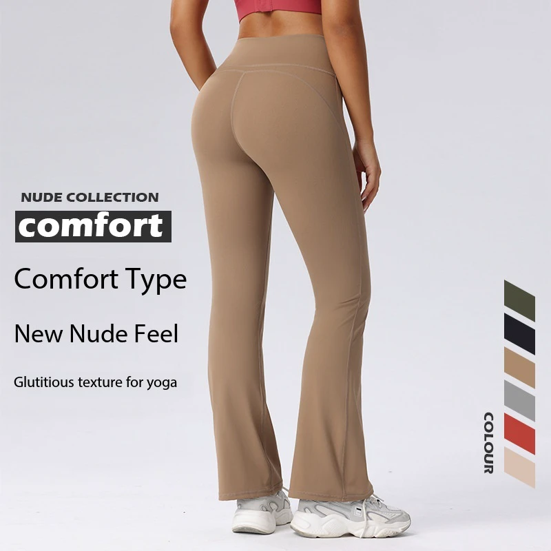 Women's High Waist Seamed Print Breathable Flared Leg Pants XXS Plus Eco-Friendly Quick Dry Spandex/Nylon Elastic Waist For Gym