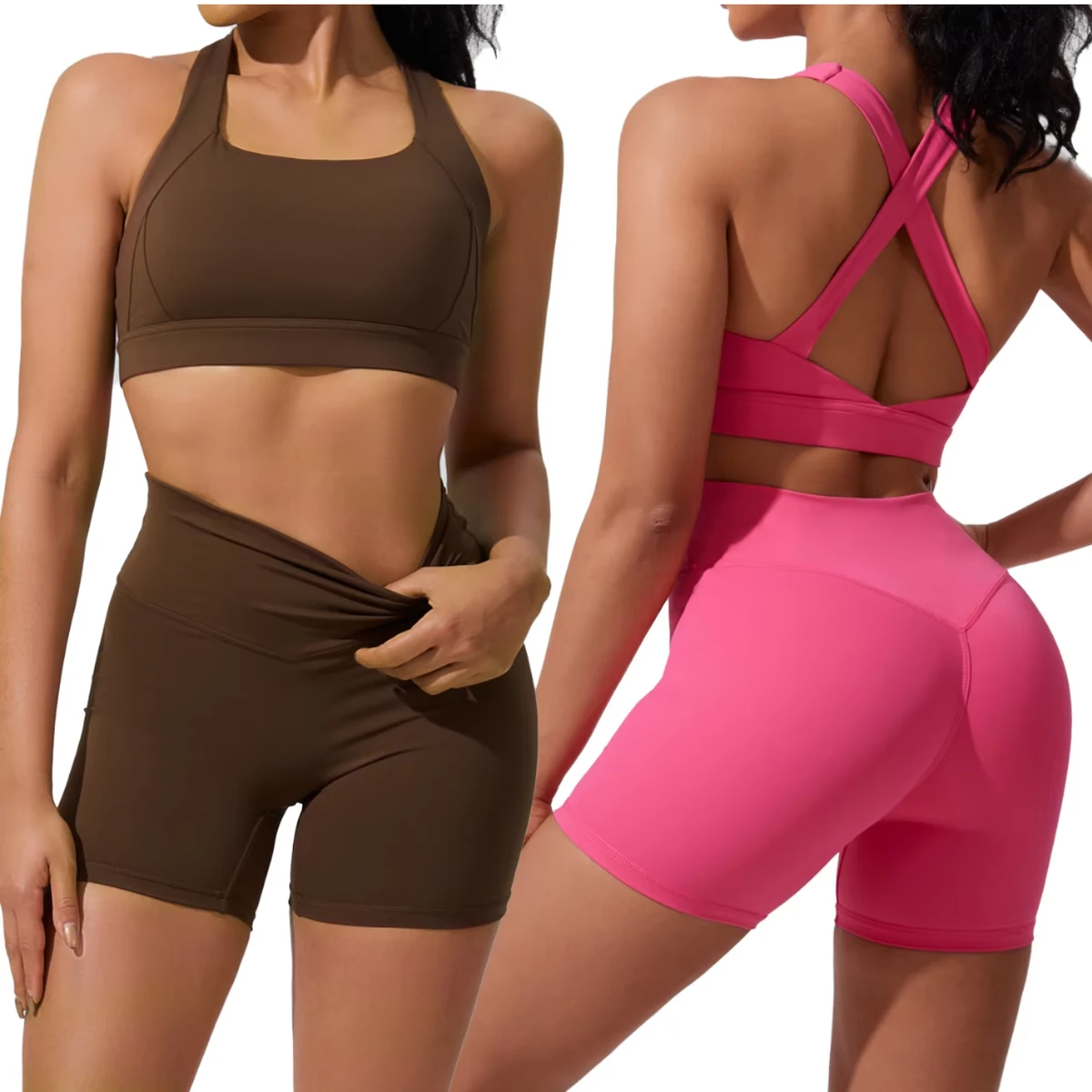 WOJIEER Women's Quick-Dry Fitness Wear Yoga Set for Winter Outdoor Running Elastic Waist Sports Four-Way Stretch Set