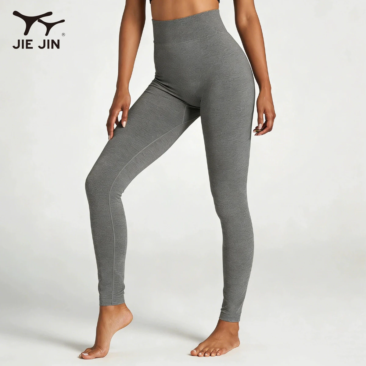 Fashion Athletic Grey Tummy Control Four-Way Stretch High-Waisted Yoga Leggings for Yoga, Training & Everyday Use
