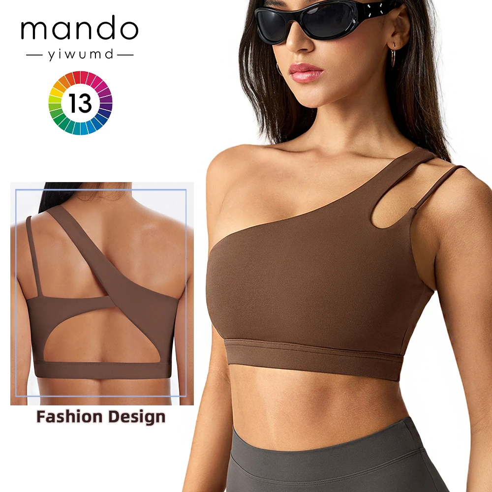 Eco Friendly Recycled One Shoulder Sports Bra Tracksuit Breathable Quick Dry Yoga Bra Good For Summer Slimming Exercise Sweating