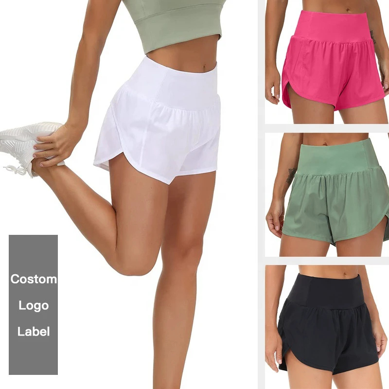 Women High Waist Loose Causal Running Shorts With Zipper Pocket Yoga Shorts Quick-dry Training Fitness Gym Wear Sport Shorts