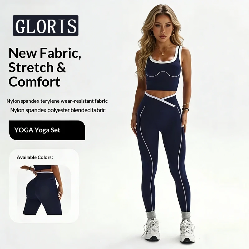 Women's 2-Piece Yoga Set High Waisted Tummy Control Leggings Padded Sports Bra Breathable Ribbed Seamless Wrinkle-Resistant Set