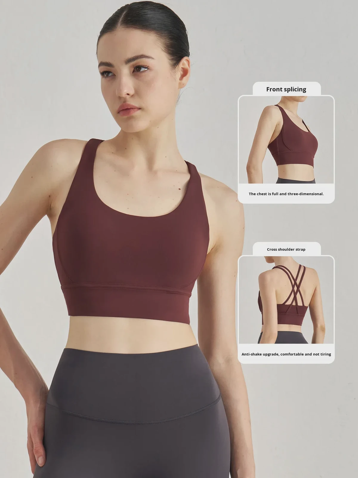 Breathable Sports Bra Beautiful Back Thin Straps Shockproof Anti-Sagging Side Breast Coverage 100% Nylon Fitness