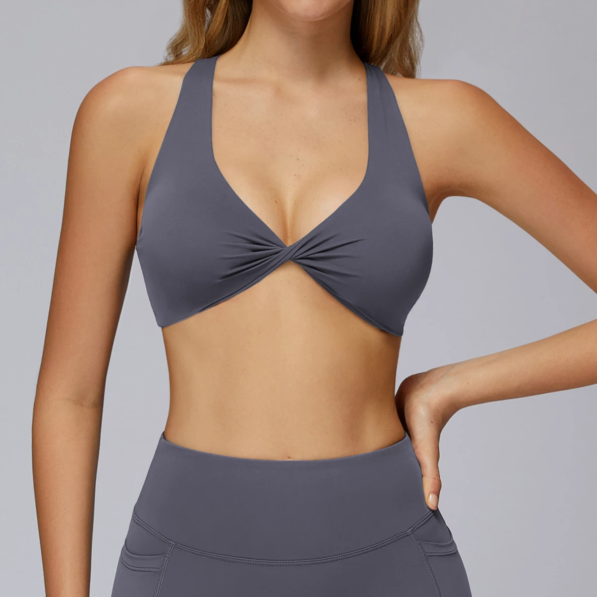 New Fabric Women's Breathable Seamless High-intensity Sports Bra Padded Back Spandex/Nylon Material Running Quick Dry Fitness