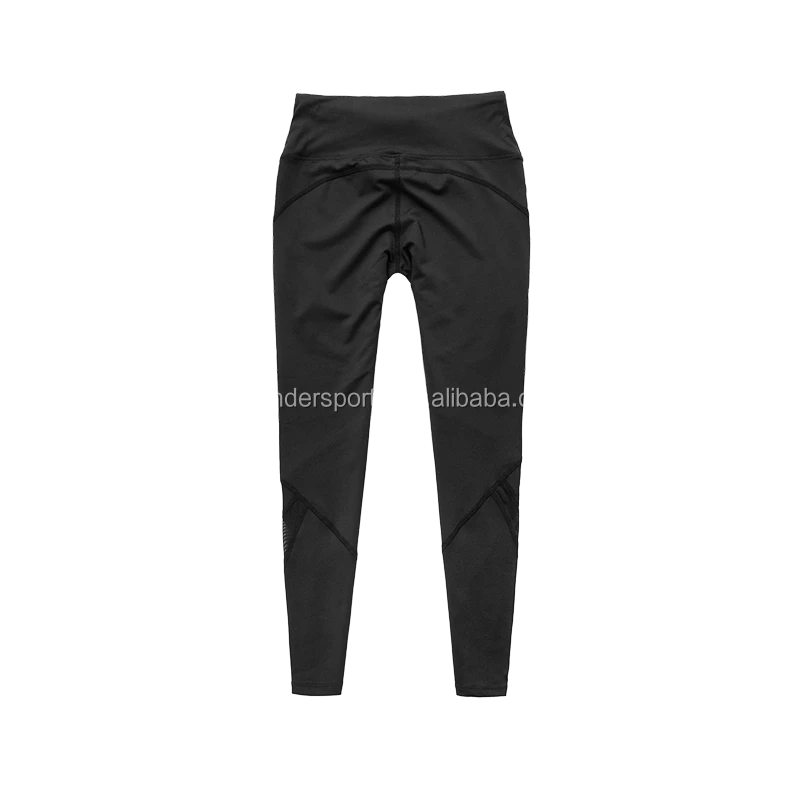 Simple Black Nylon Elastic Waist Yoga Leggings Breathable High-Waisted Ankle-Length Stretch Four-Way Lightweight Solid Pattern