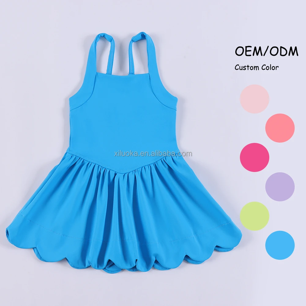 Customized Color Logo Girls Summer Yoga Clothing Skirt Dress Baby Yoga Dress With Shorts
