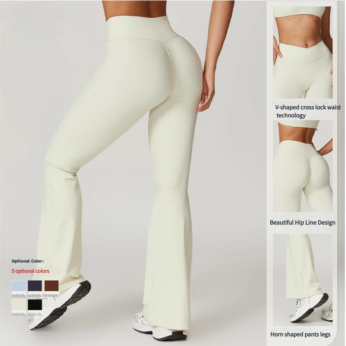 Environmentally Regenerative Quick-drying Hip Lift Yoga Flared Pants Nude Cross High Waist Tight Casual Sports Wide-leg Pants