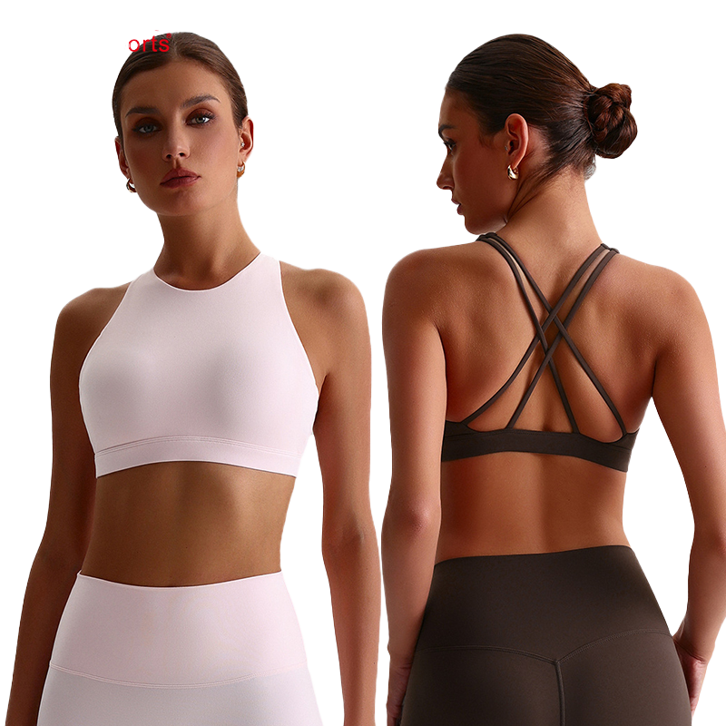 Latest High Neck Seamless Breathable Sports Bra for Women Fitness Yoga Workout Gym Spandex/Nylon Medium Support Push Removable