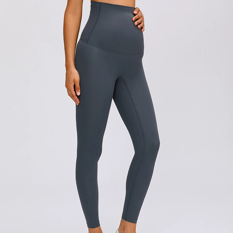 Brushed Nude Feel Pregnant Women Belly Wrap Yoga Cropped Leggings Pants Stretch High Waist Maternity Sports Tights Fitness Wear