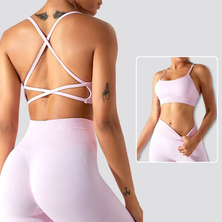 New Women Seamless Yoga Sports Bra Quick Dry Slim Fit Backless Design Workout Top Activewear Apparel for Fitness and Gym