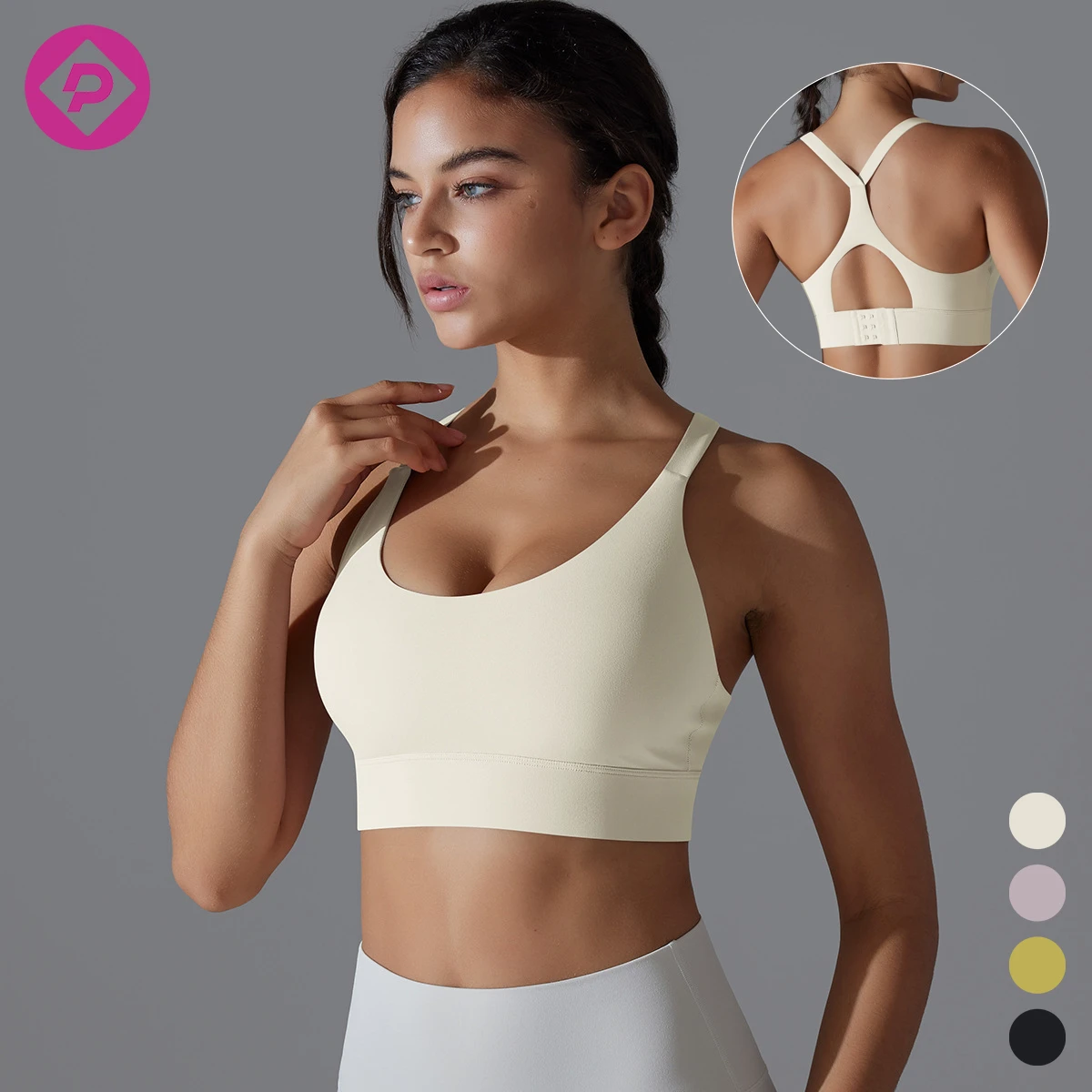 Backless Cross Back Seamless Gym Sports Wear One- Piece Bra Custom Sexy Nylon Spandex Yoga Bras