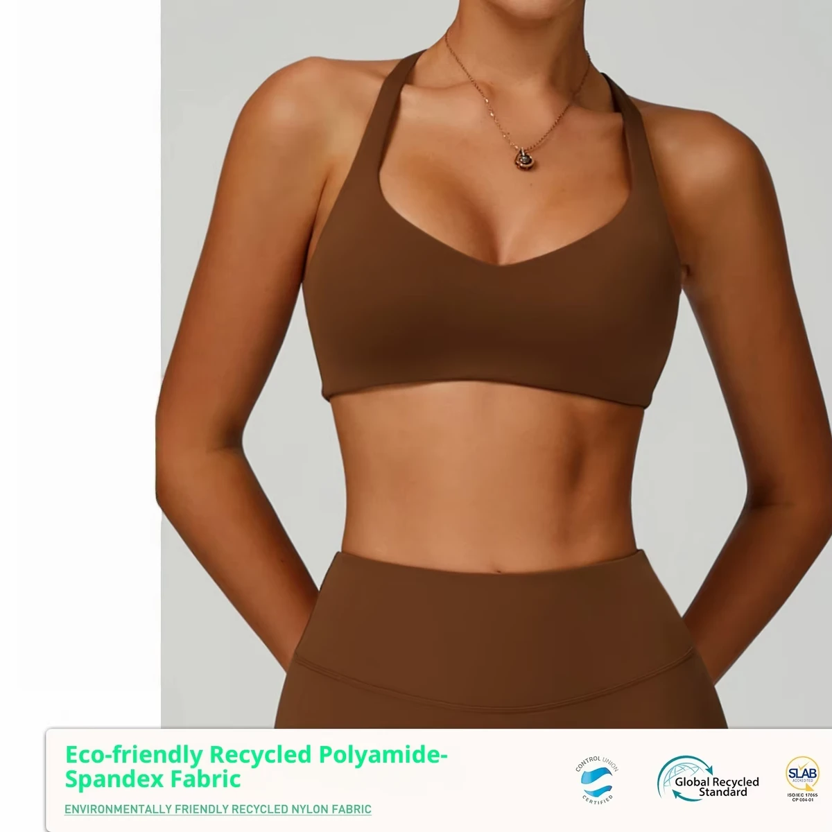 Eco-Friendly Recycled Plus Size Breathable Quick Dry Sports Bra Hollow Back Tight-Fitting High Support Yoga Bra