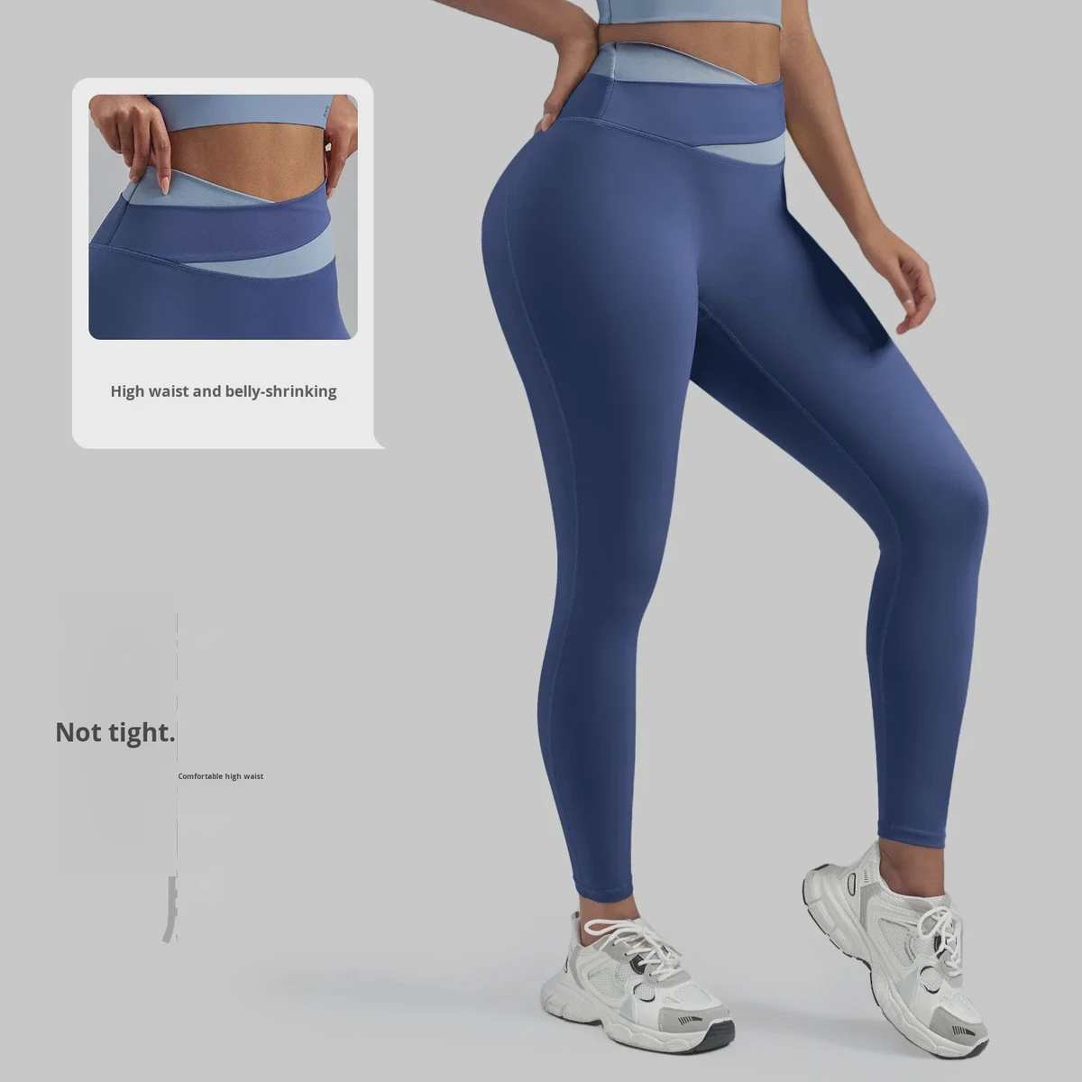 Solid Elastic Waist High Waist Hip-lifting Tummy Control Ankle-Length Yoga Pants for Fitness Running Sports