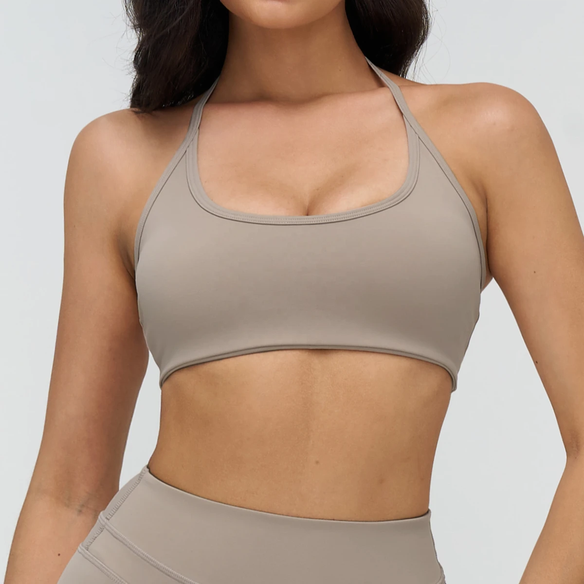 Halter U Neck Backless Quick Dry Gym Yoga Bra Simple Solid Breathable Outdoor Sports Tank Tops
