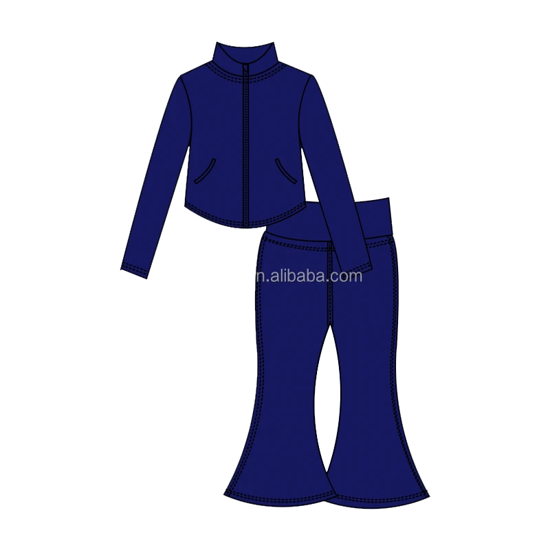 Custom Logo Yoga Clothes Long Sleeve Yoga Jacket And Flare Pants Set Girls Sports Sets Yoga Clothing Sets