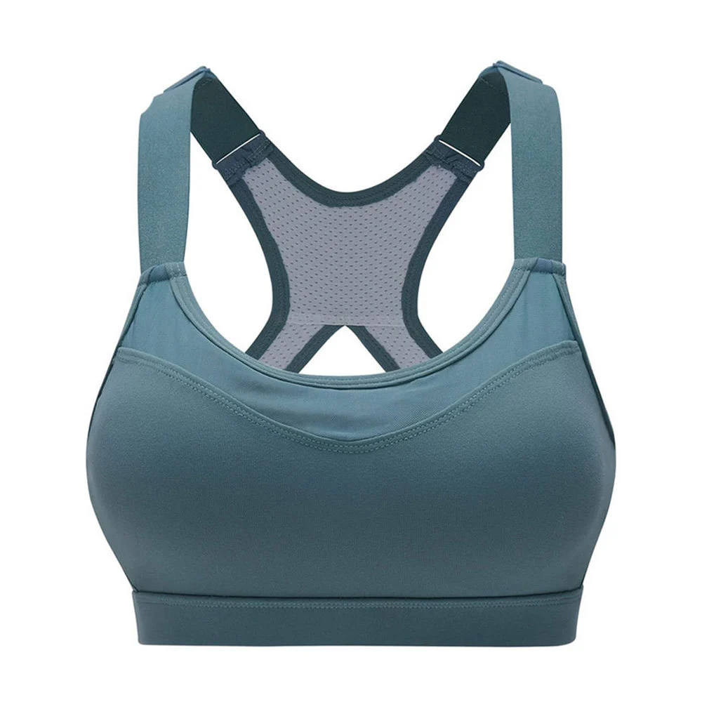 Women Lightweight Simple Front Gym Sports Bra High Support Padded Adjustable Straps Breathable Mesh Yoga Running Fitness Workout