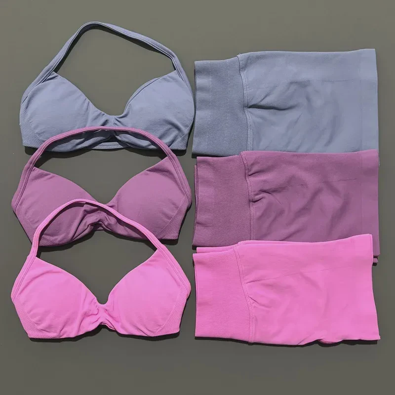 Women Girls Quick Dry Exercise Yoga Gym Workout Athletic Adjustable Thin Strap Sexy Twist Sports Bra with Shorts Set