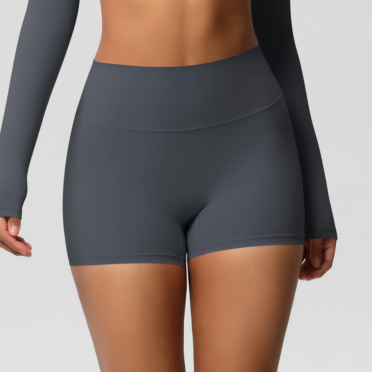 High-waisted Waist-concealing Yoga Shorts