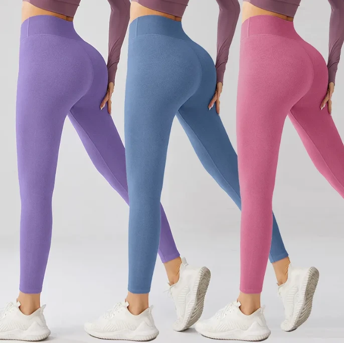 KT-T250173 Women's High Waist Thick Polyester Warm Winter Yoga Leggings With Pocket Elastic Waist Print Thermal Leggings