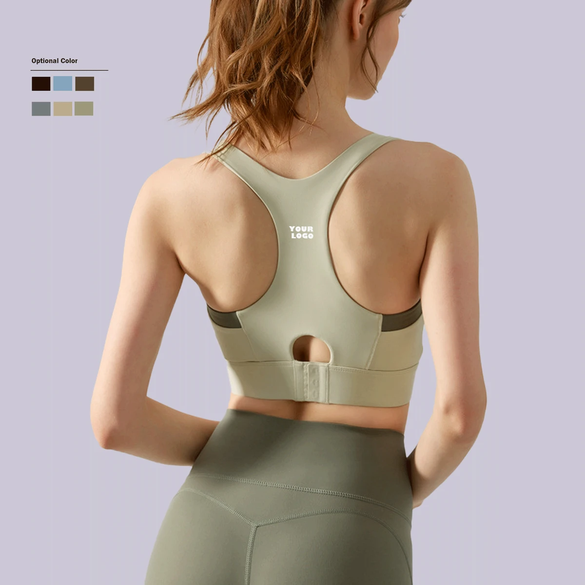 Women's Breathable Sports Bras Color Block High Support Yoga Wear U-neck Sweat-wicking Crop Tops