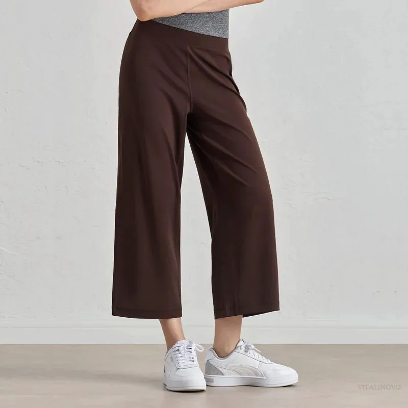 Women's Capri Pants Wide Leg Cropped Yoga Tights with Tummy Control High Waist Flare & Buttery Soft Loose Casual Summer Style