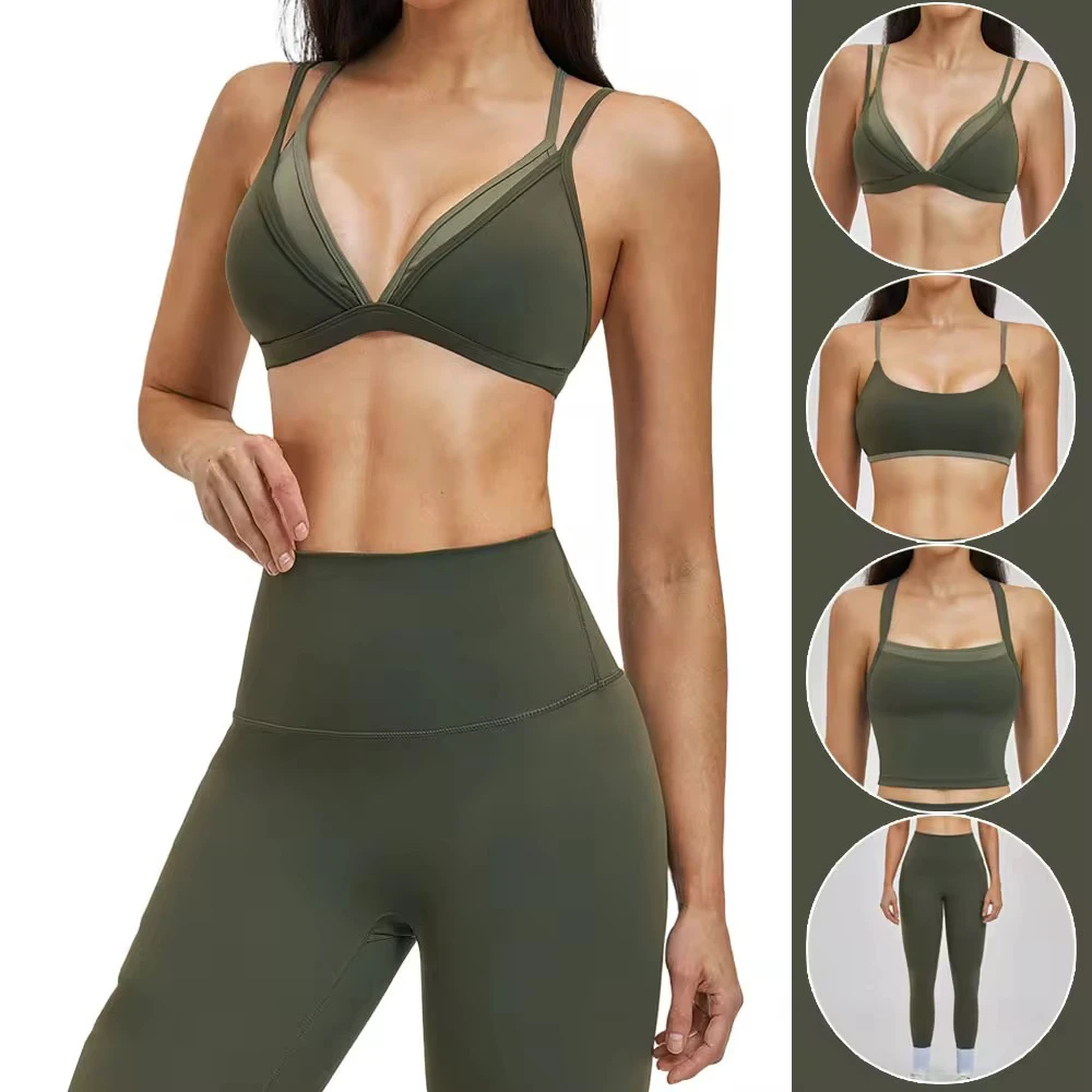 Custom High Support Sports Bra for Women Yoga Wear Nude Cross-back Sleeveless Yoga Tops Workout Gym Fitness Clothing Leisurewear